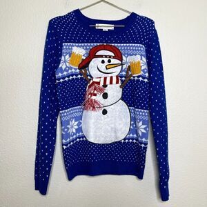 Jolly Sweaters Small Christmas Beer Mug Snowman Knit Ugly Fair Isle Snowflake